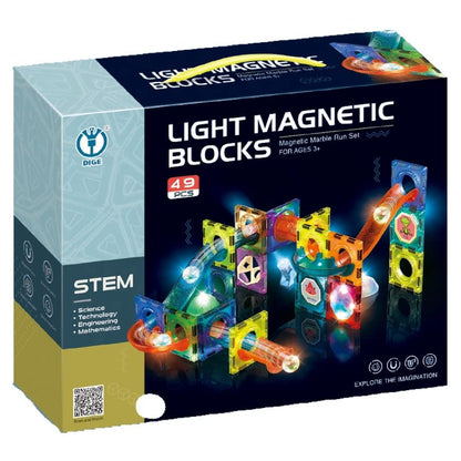 Light Magnetic Tiles- Building Blocks for Kids 3D STEAM Educational Toys, Magnetic Marble Run/Toys for Kids Age 3 +Year Old Boys Girls Creative Gift (49 Pcs Magnetic Tiles