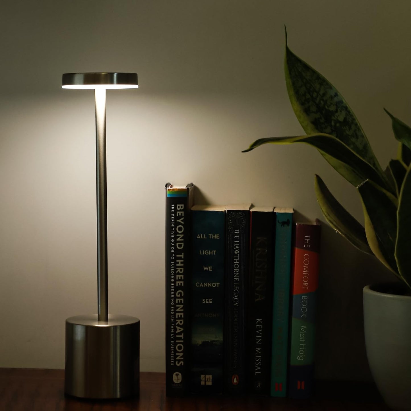 12.75" Mushroom Magic Disc Dimming & Rechargeable Cordless 4-Way Touch Sensor Stick Desk Lamp (Silver)