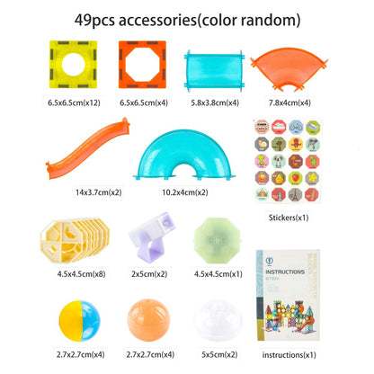 Light Magnetic Tiles- Building Blocks for Kids 3D STEAM Educational Toys, Magnetic Marble Run/Toys for Kids Age 3 +Year Old Boys Girls Creative Gift (49 Pcs Magnetic Tiles