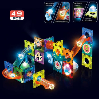 Light Magnetic Tiles- Building Blocks for Kids 3D STEAM Educational Toys, Magnetic Marble Run/Toys for Kids Age 3 +Year Old Boys Girls Creative Gift (49 Pcs Magnetic Tiles