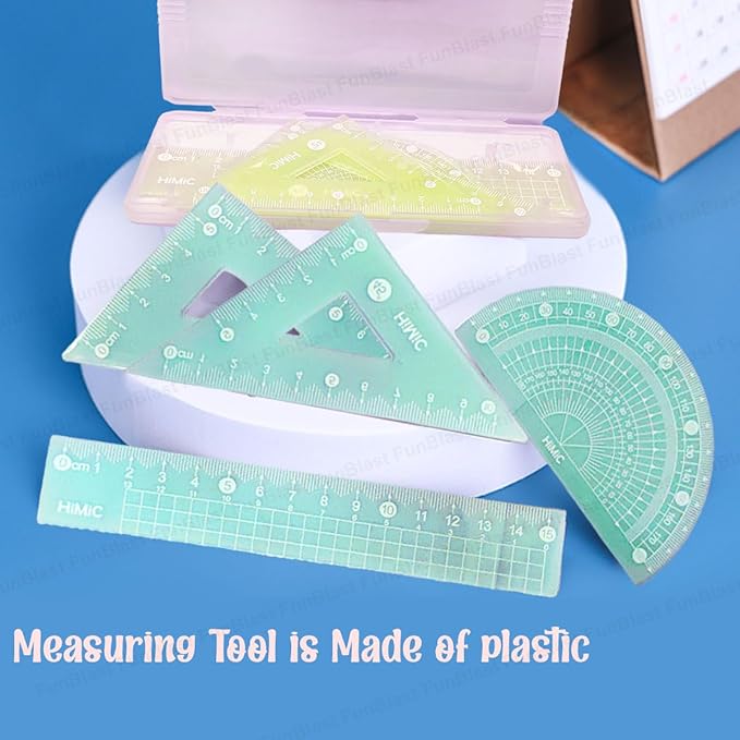 4 in 1 Protractor and Ruler Set - 4 Pack Set Square, Square Rulers, School Geometry Set, Math Protractor, Geometry Rulers, Math Ruler