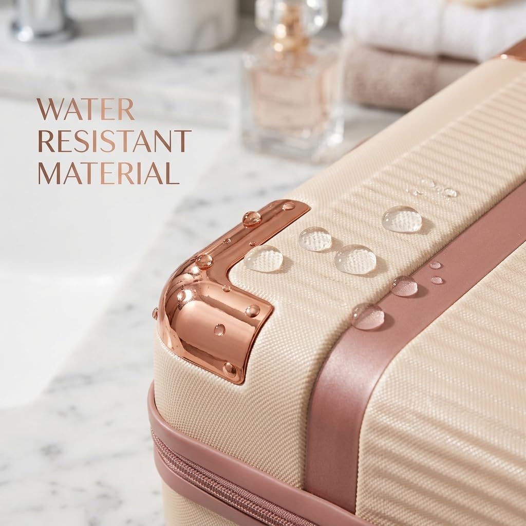 ravel Make up Train Case, Waterproof Portable Hard Shell Cosmetic Case, Cosmetic Case Mini Suitcase Vanity Box for Makeup Hand Luggage with Handle & Elastic Band, Flight Use