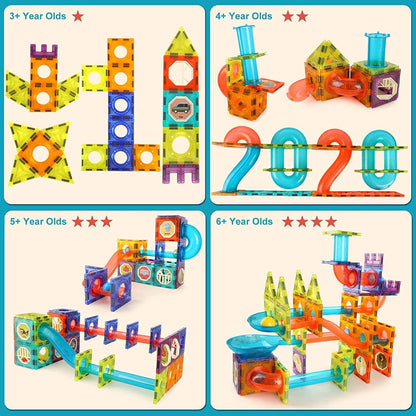 Light Magnetic Tiles- Building Blocks for Kids 3D STEAM Educational Toys, Magnetic Marble Run/Toys for Kids Age 3 +Year Old Boys Girls Creative Gift (49 Pcs Magnetic Tiles