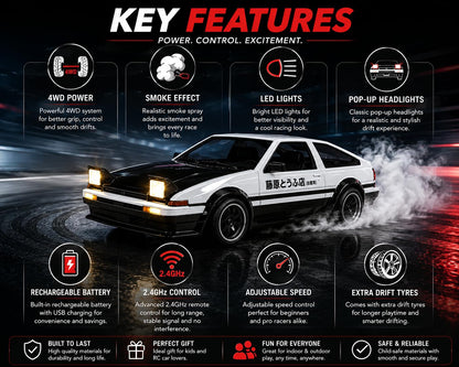 Rechargeable RC Drift Car 4WD 2.4GHz Remote Control Racing Car