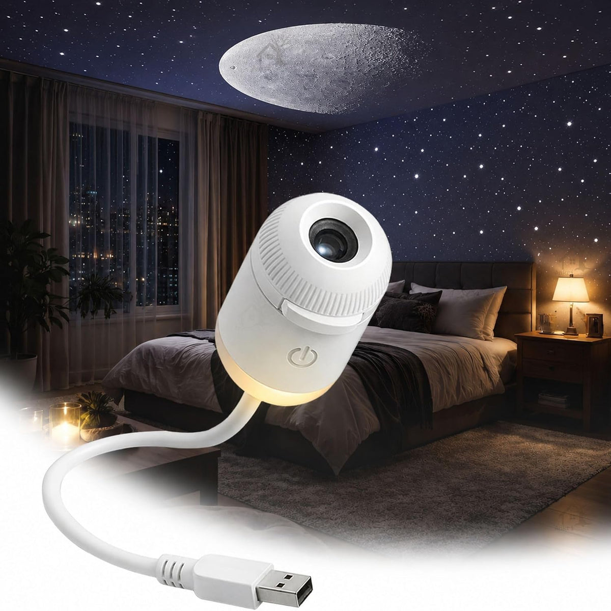 2-in-1 Galaxy Projector Night Light with 3 Sliding Projection Films, USB Starry Sky Lamp, Adjustable Brightness 360° Rotating Design and USB Power for Car and Bedroom Decoration for Adults and Kids