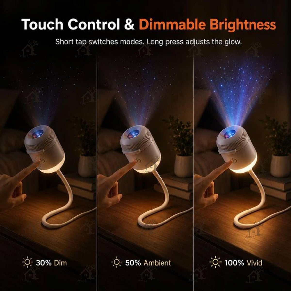 2-in-1 Galaxy Projector Night Light with 3 Sliding Projection Films, USB Starry Sky Lamp, Adjustable Brightness 360° Rotating Design and USB Power for Car and Bedroom Decoration for Adults and Kids