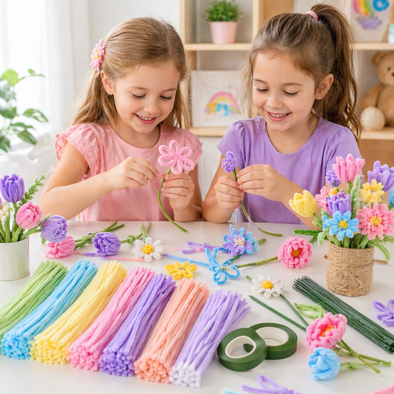 Chenille Stems for DIY Crafts Decorations Creative Art Projects and Bouquet Activities.