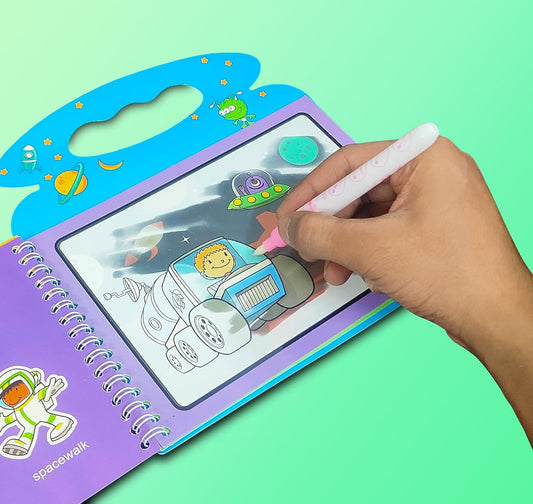 Magic Water Coloring Book Toy for Kids - Reusable Quick Dry Doodle Book - Birthday Return Gift for Boys and Girls - Color and Design As Per Stock