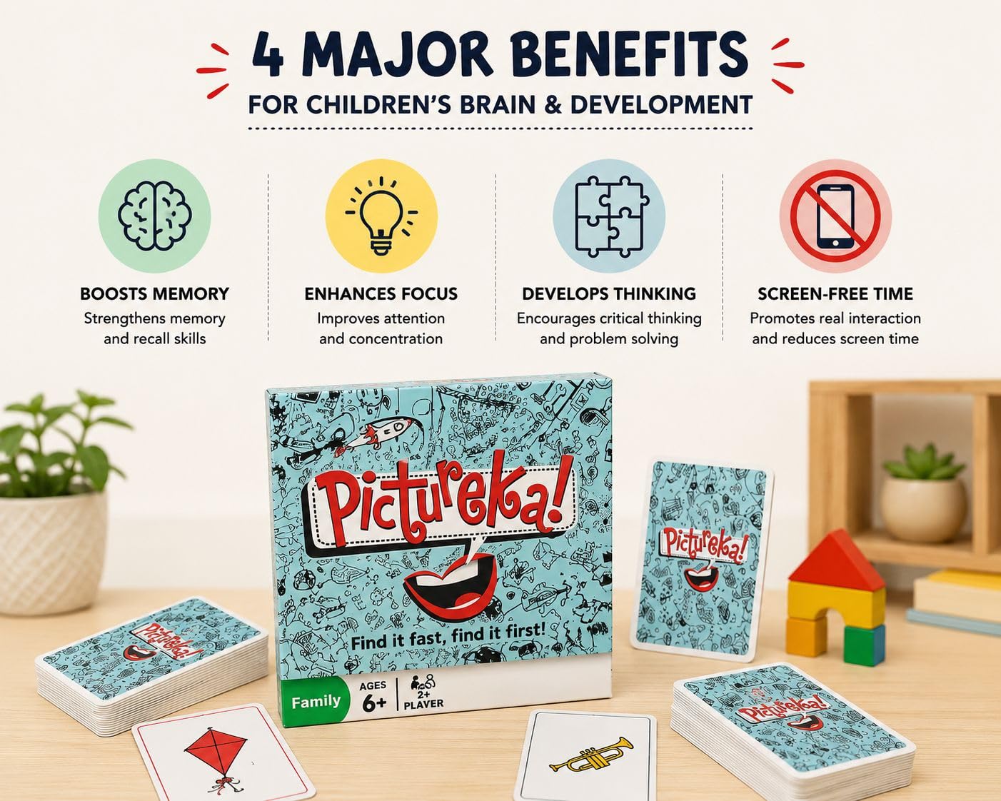 Picture Hunt Card Game, Family, Ages 6+, 2+ Players, Boosts Memory and Focus