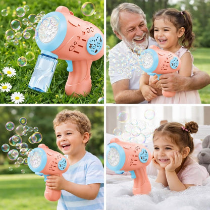 Automatic Colour Bubble Gun for Kids Toddlers + 4 AA Alkaline Cells, 10000+ Bubbles Per Minute Leak-Proof, Birthday Gift Summer Toy for Boys and Girl Gun (Bubble Machine)