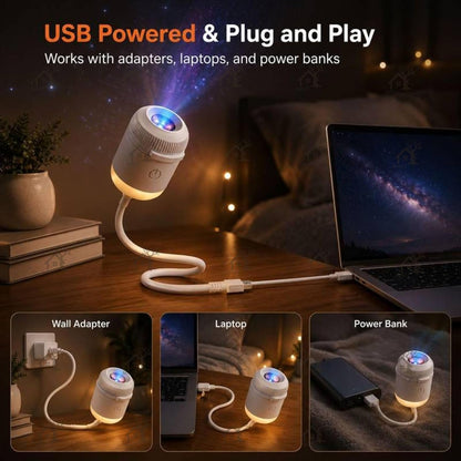 2-in-1 Galaxy Projector Night Light with 3 Sliding Projection Films, USB Starry Sky Lamp, Adjustable Brightness 360° Rotating Design and USB Power for Car and Bedroom Decoration for Adults and Kids