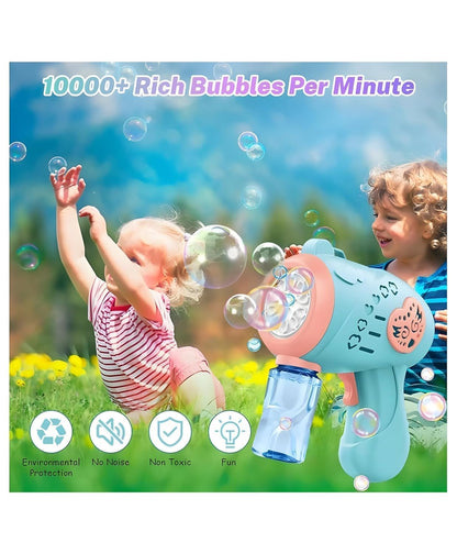 Automatic Colour Bubble Gun for Kids Toddlers + 4 AA Alkaline Cells, 10000+ Bubbles Per Minute Leak-Proof, Birthday Gift Summer Toy for Boys and Girl Gun (Bubble Machine)