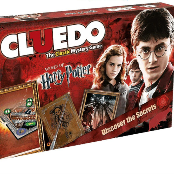 Cluedo board game box featuring Harry Potter characters and Helices Bridge logo.