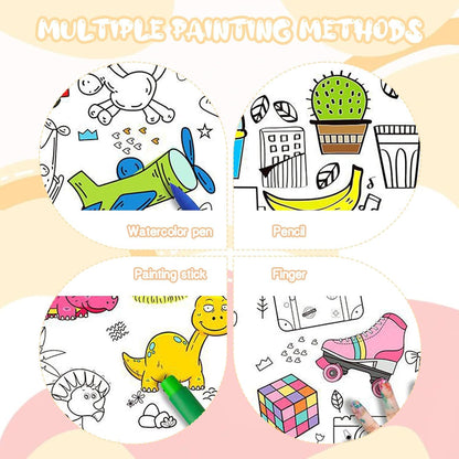 Water Drawing Mat for Kids, 80 x 80 cm, Reusable Colouring Mat, Washable Painting Mat with 6 Sketch Pens [Assorted Prints]