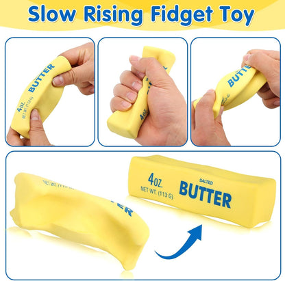 Butter Squishy | Butter Squishy Toy | Squishy Fidget Toy | Stress Relief Toy | Soft Squeeze Anxiety Relief Fidget Toy | 4oz Butter-Shaped Squishy Toy for Office Desk Home | Reusable Durable Material.