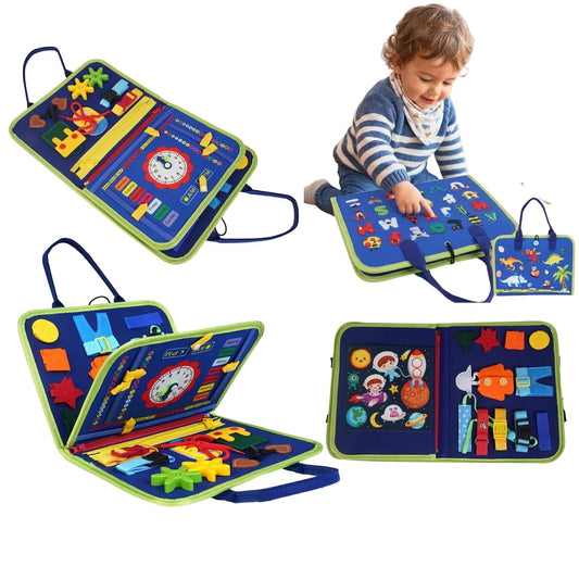Montessori Busy Book for Toddlers 1-4 Years, Soft Fabric Activity Binder, Multicolor Sensory Learning Toy, Travel Friendly