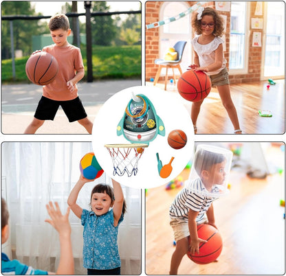 Wall Basketball Hoop, Indoor Basketball Hoop, Door Basketball Basket Toy with Electronic Dashboard and Pong Balls – Height Adjustable Hoop with Hoop Rings [Green]