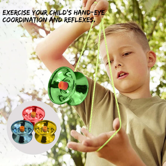 Fine Quality High Gloss Metal YoYo Spinner Toy for Kids with Approx. 1 m Long String - Diameter 5.5 X Height 3.5 CM - Assorted Color
