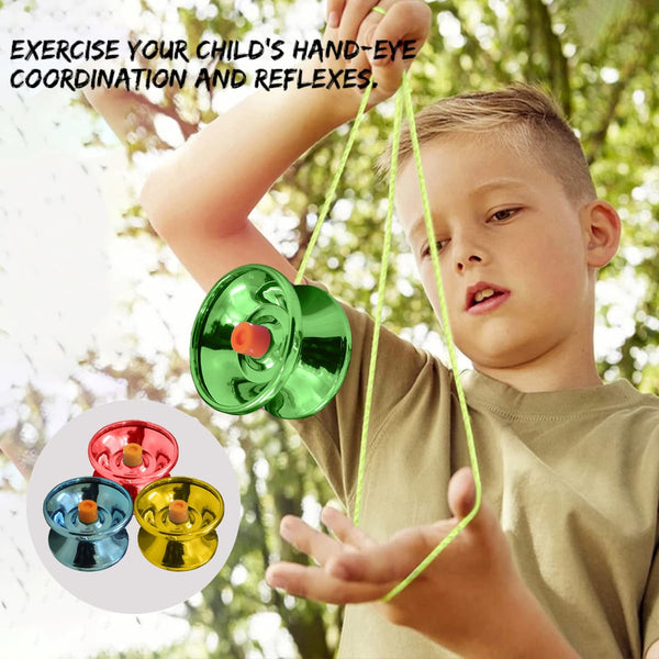 Fine Quality High Gloss Metal YoYo Spinner Toy for Kids with Approx. 1 m Long String - Diameter 5.5 X Height 3.5 CM - Assorted Color