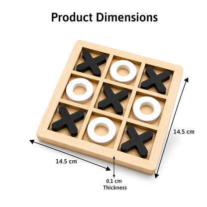 Wooden Tic Tac Toe Game for Kids & Adults | Classic XOXO Strategy Board Game | Zero & Cross Brain Puzzle Travel Toy | Festival & Birthday
