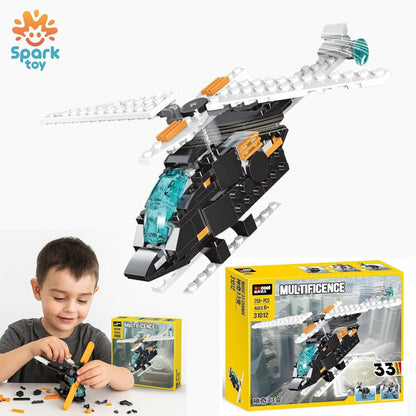 Robots, Jets, Ships & Creatures | 33-in-1 Building Blocks | 256+ Pcs DIY Set
