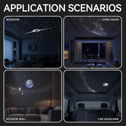 2-in-1 Galaxy Projector Night Light with 3 Sliding Projection Films, USB Starry Sky Lamp, Adjustable Brightness 360° Rotating Design and USB Power for Car and Bedroom Decoration for Adults and Kids