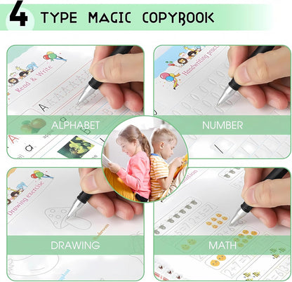 Sank Magic Book for Kids 2-5Years - 4 Books +1 Pen+10Refill- Sank Magic Practice Copy Book for Kids 2-5 Years