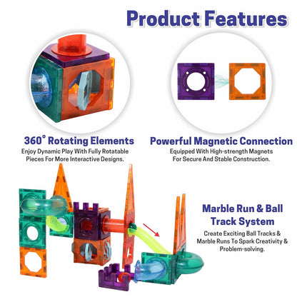 Magnetic Tiles Building Blocks  - 45 Pcs | Magnetic Construction Set for Kids 3–8 Years | STEM Educational Toy | Creative Brain Development Gift for Boys & Girls