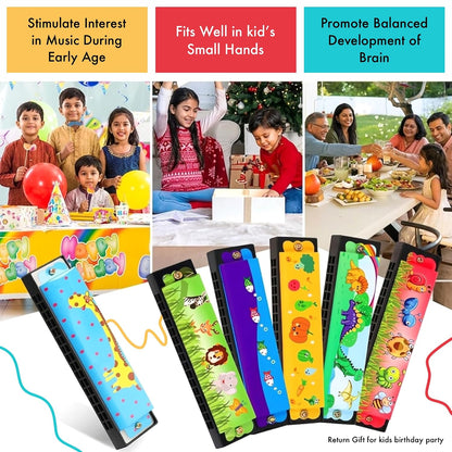 12Pcs Harmonica Set for Kids, Cartoon Musical Instrument Birthday Return Gifts for Girls & Boys