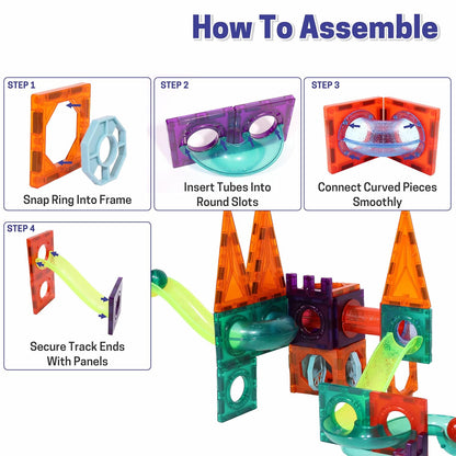 Magnetic Tiles Building Blocks  - 45 Pcs | Magnetic Construction Set for Kids 3–8 Years | STEM Educational Toy | Creative Brain Development Gift for Boys & Girls