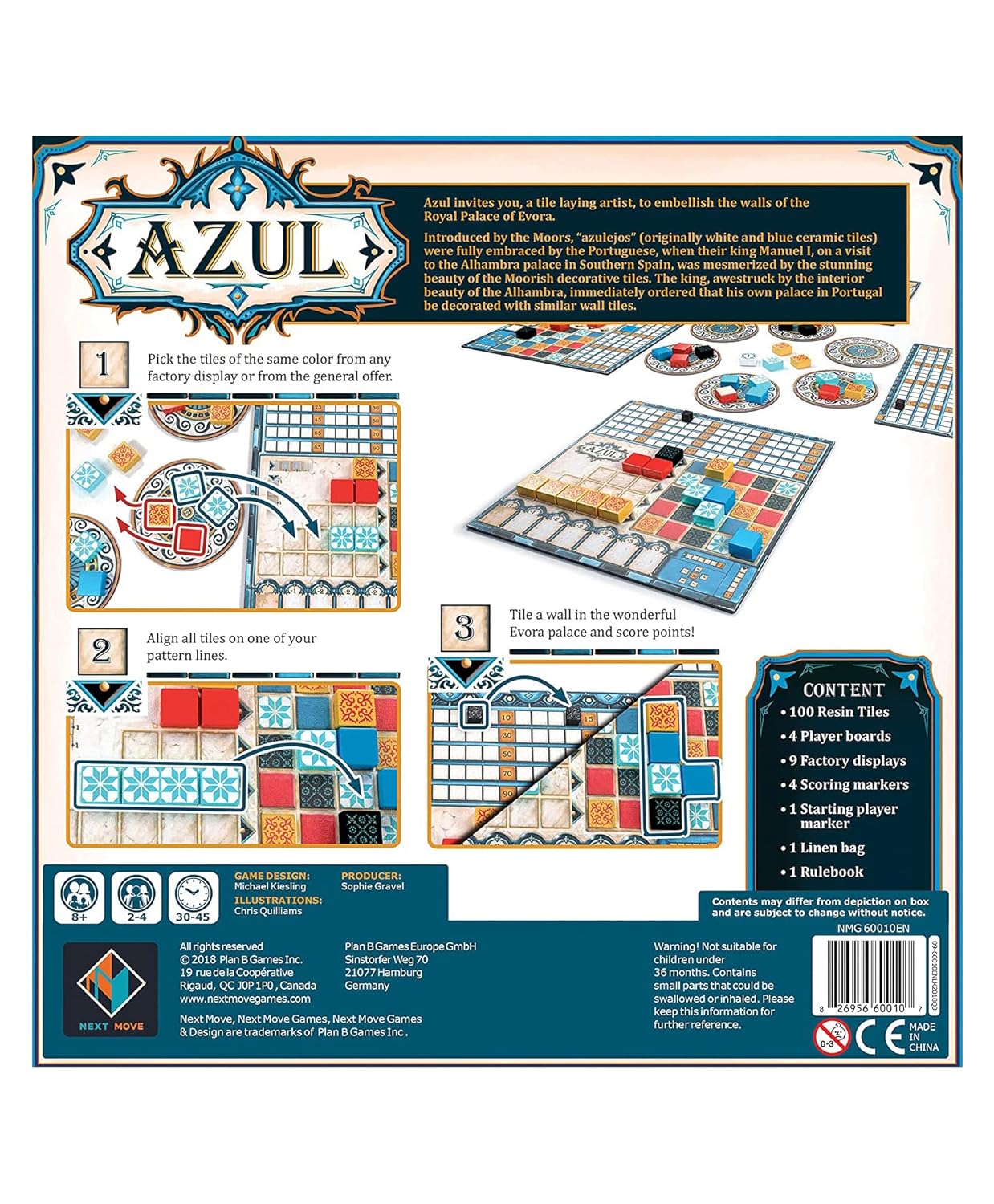 Family Card & Board Games for Adults and Kids, Fun Strategy & Party for All Ages, Multi-Players, Perfect for Game Nights, Travel & Home Entertainment (Azul)