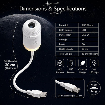 2-in-1 Galaxy Projector Night Light with 3 Sliding Projection Films, USB Starry Sky Lamp, Adjustable Brightness 360° Rotating Design and USB Power for Car and Bedroom Decoration for Adults and Kids