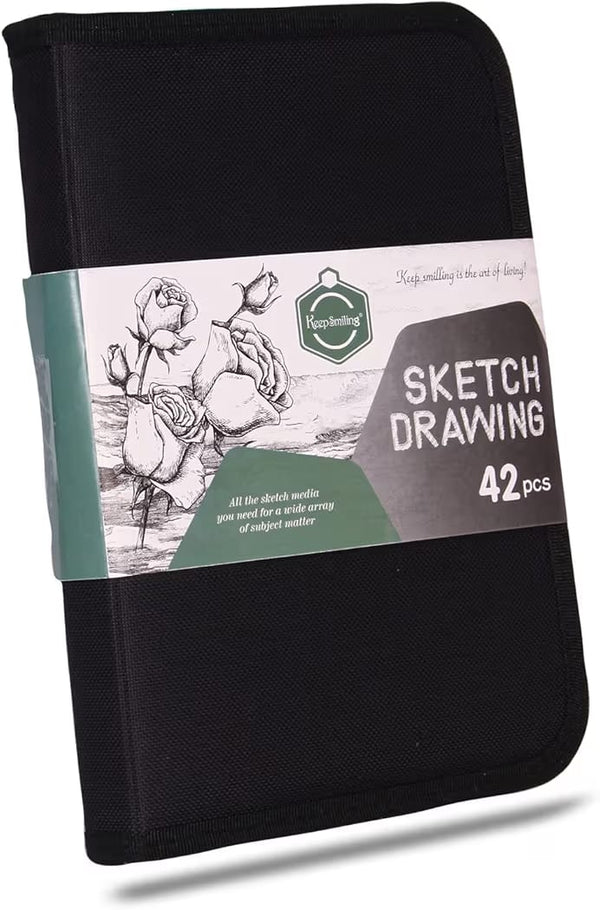 42 Pcs Professional Drawing Sketching Artist Art Tool Kit Art Supplies Pencil for Shading-Gift For Kids Adults Beginner,Graphite Charcoal Medium Set Artists