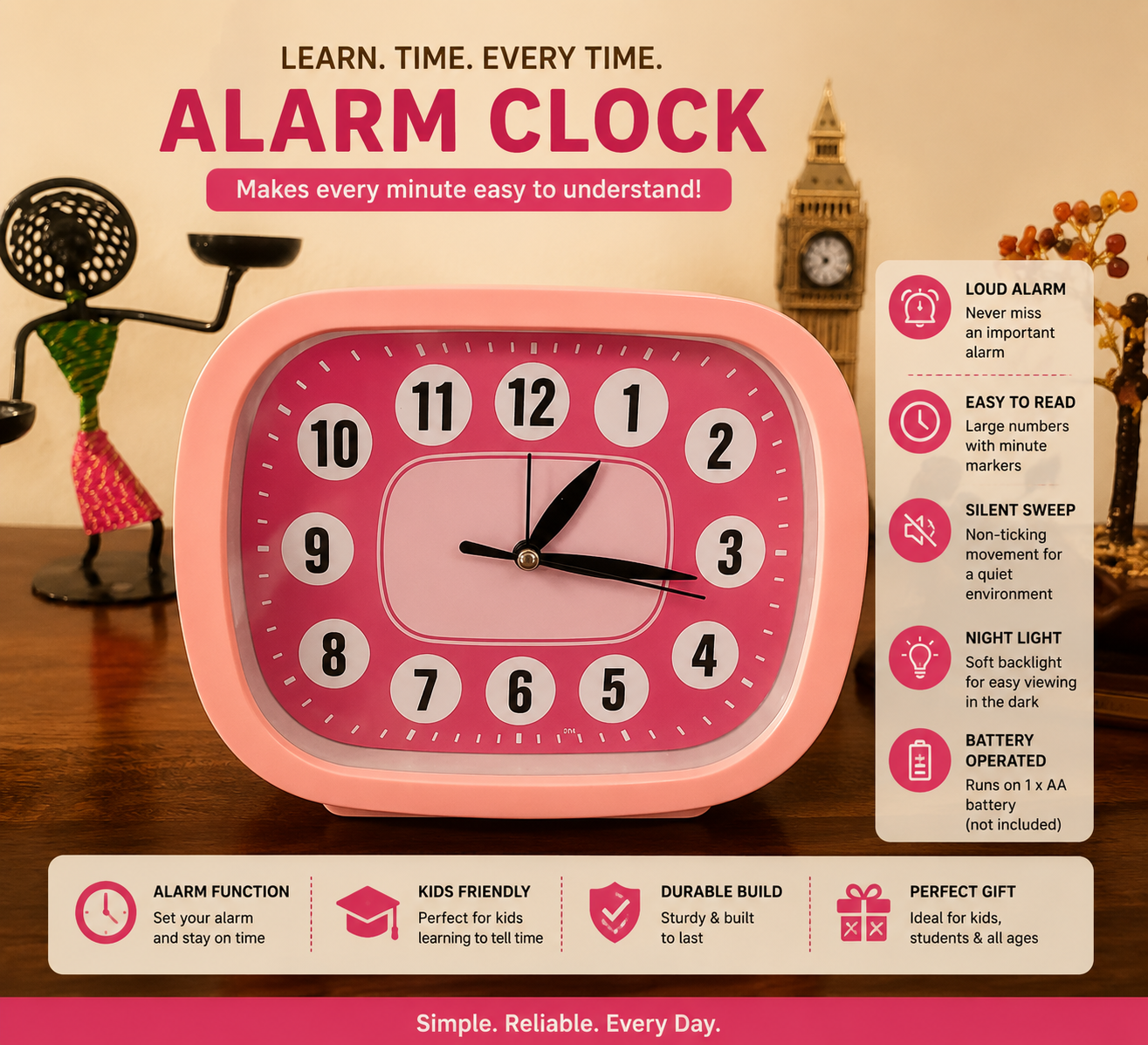 Classic Analog Alarm Clock