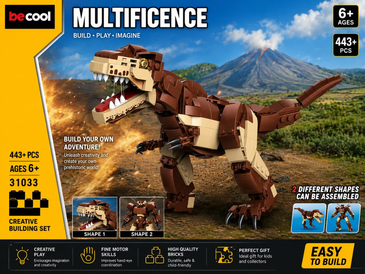 Tyrannosaurus Rex | 2-in-1 Building Blocks | 443+ Pcs DIY Set
