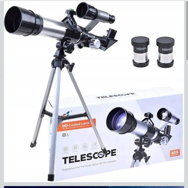 60X High Power Refractor Monocular Astronomical Telescope for Kids with Clefairy Portable Tripod to See Planets Galaxy Seeing Stars/Monocular Telescope for Long Distance | Color: White