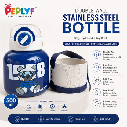 DunDun Sipper Water Bottle 550ml | Stainless Steel | Insulated Double Walled