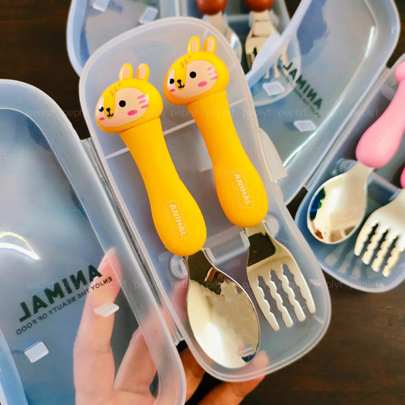 Spoon Fork Set - Animal Designs (With Cover)