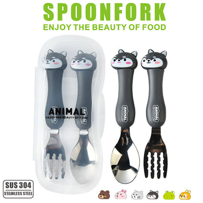 Spoon Fork Set - Animal Designs (With Cover)