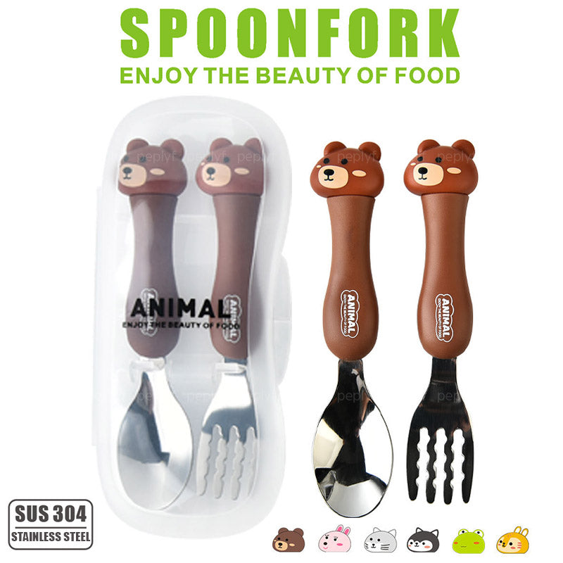 Spoon Fork Set - Animal Designs (With Cover)