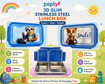 3D Slim Stainless Steel Lunch Box – 500ml