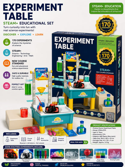 170 Experiments STEAM Science Experiment Table Kit for Kids | Educational DIY Science Lab | Hands-On Learning Set | Ages 6+