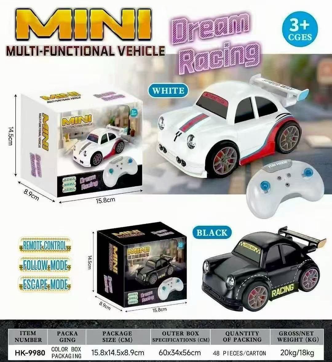 High-Speed RC Drift Car with Remote Control, USB Rechargeable Racing Toy Car, LED Lights, 2.4GHz Controller, Kids & Adults Gift (White & Black)