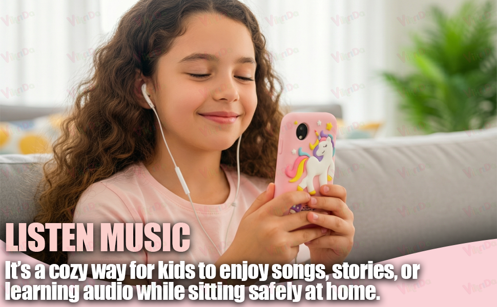 Kids Smartphone Toy with MP3 Music Player Bumper Back Case Dual Camera for Selfies in-Built Games 2.4" Screen 8MP Camera Toys for Boys & Girls