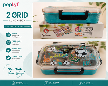 Kids 2-Grid Stainless Steel Lunch Box – Stylish & Compact Lunch Box
