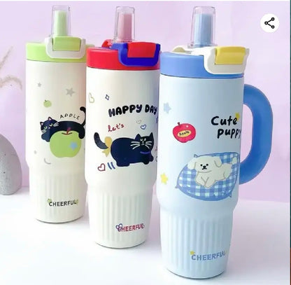 Cheerful Aesthetic Drinking Bottle Handle Tumbler with a capacity of 800ml with a bright and attractive design