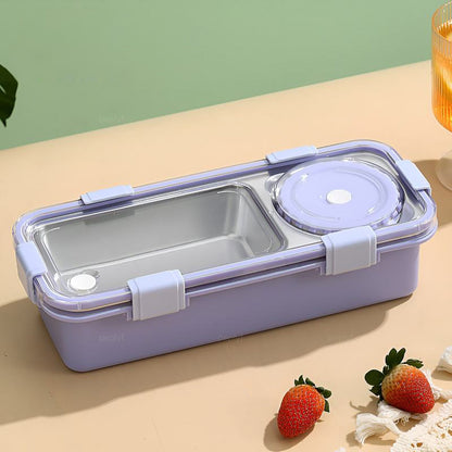 Meal Buddy Lunchbox | Leakproof Stainless Steel | Solid Snacks & Meals | 2 Grid with Container