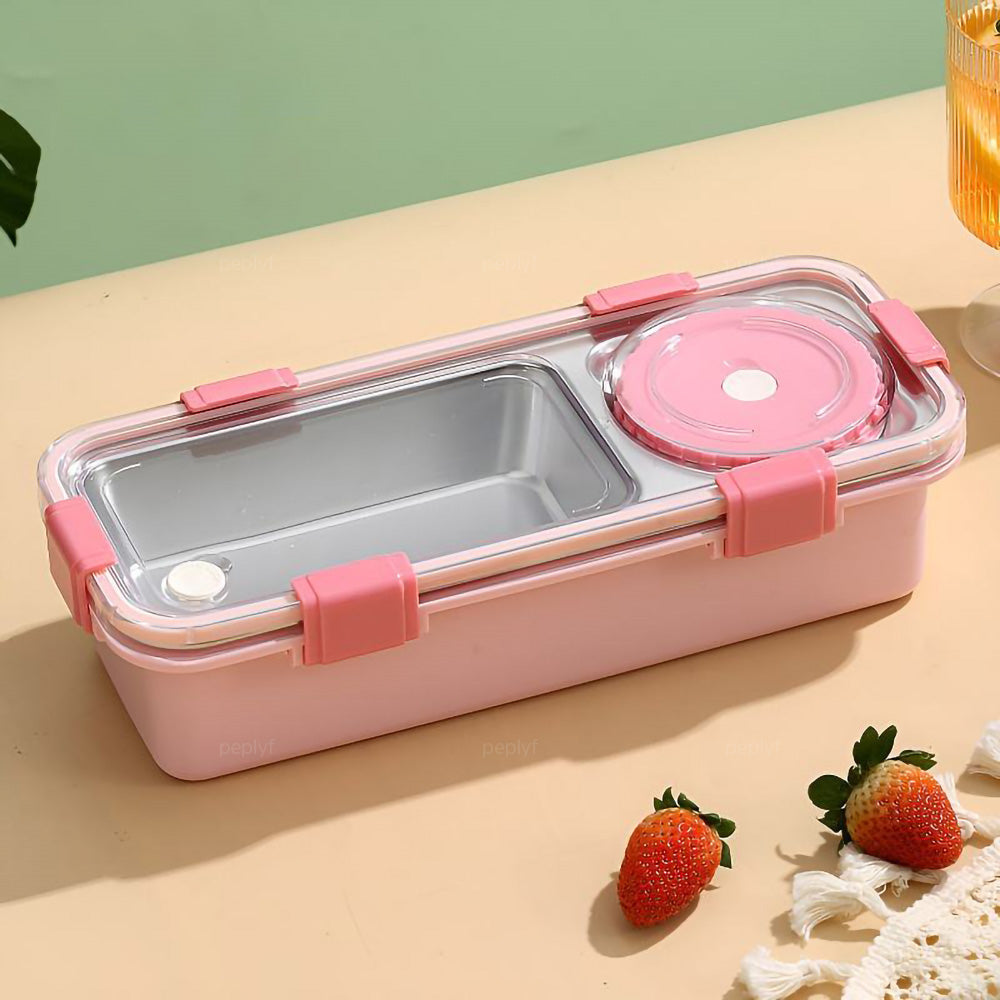 Meal Buddy Lunchbox | Leakproof Stainless Steel | Solid Snacks & Meals | 2 Grid with Container