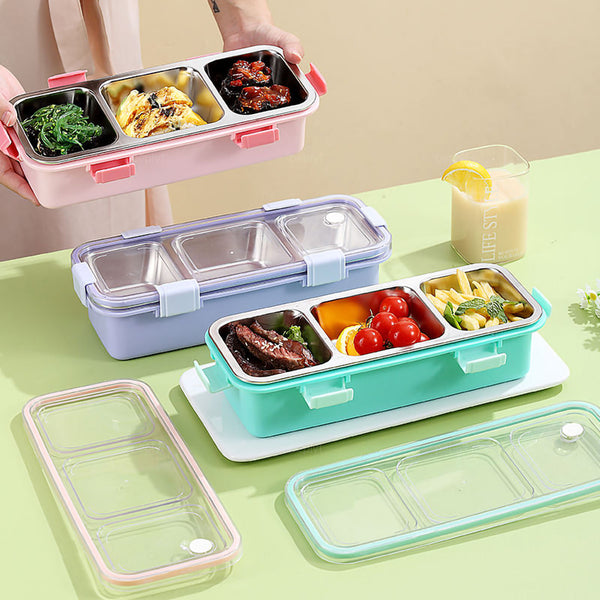 Meal Buddy Lunchbox | Stainless Steel | Solid Snacks & Meals | 3 Grid