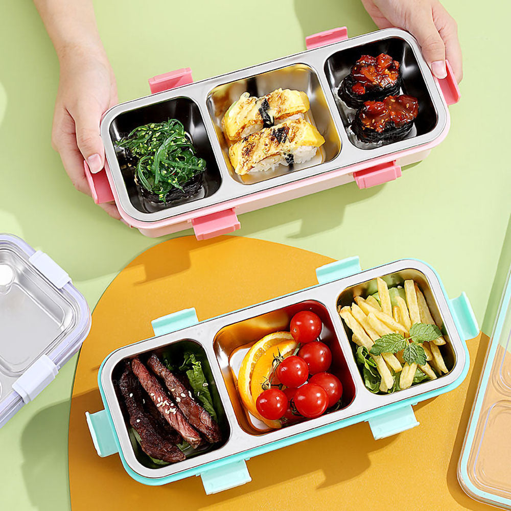 Meal Buddy Lunchbox | Stainless Steel | Solid Snacks & Meals | 3 Grid